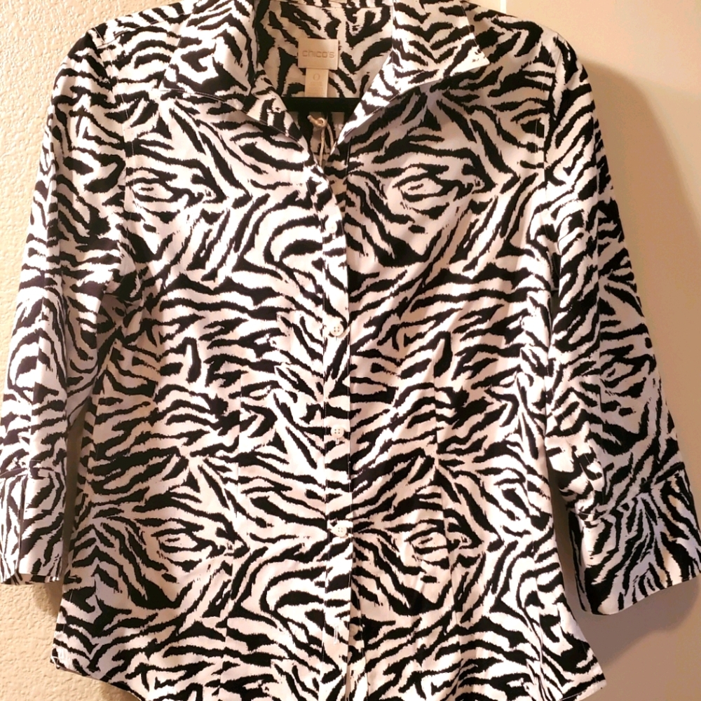 Chico's no-iron animal zebra print top.